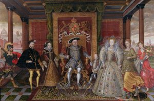 Een allegorie van de Tudor-opvolging: De familie van Hendrik VIII, ca. 1589-95 door English School