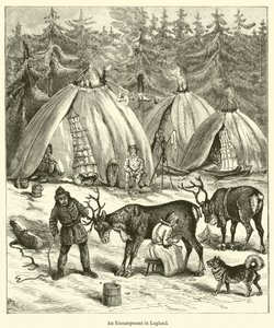 Een kampement in Lapland (gravure)