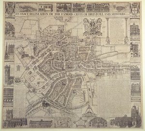 Een exacte weergave van de beroemde stad Bristol en voorsteden, door James Millerd, uitgegeven 1673 door English School