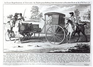 Een exacte weergave van Maclaine de struikrover die Lord Eglington berooft op Hounslow Heath op 26 juni 1750 door English School