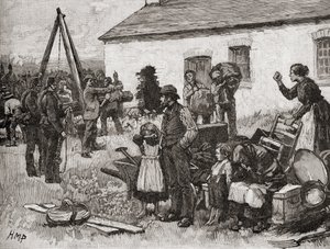 Een Ierse familie wordt uit hun huis gezet vanwege niet-betaling van huur, Ierland door English School