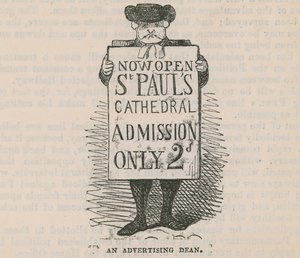 Een advertentie-deken; cartoon door English School