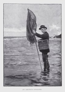 Een amateur garnalenvisser (litho)