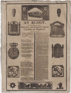 Een elegie ter nagedachtenis van koningin Caroline van Engeland (gravure) door English School