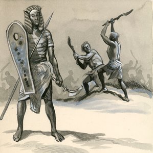 Oude Egyptische soldaten in training