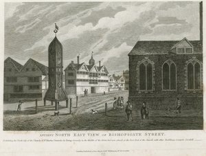 Oude noordoostelijke aanblik van Bishopsgate Street door English School