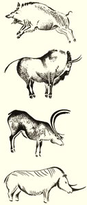 Dieren met hoorns montage door English School