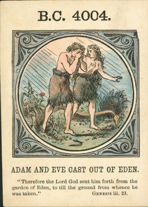 Anno Mundi: BC 4004, Adam en Eva verdreven uit Eden (kleurenlitho)