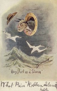 "Elke haven in een storm" (kleurenlitho) door English School