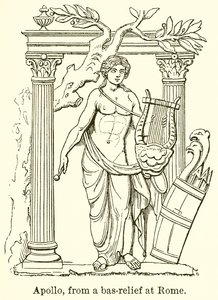 Apollo, van een Bas-Relief in Rome door English School
