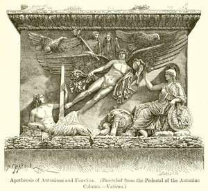 Apotheose van Antoninus en Faustina. (Bas-reliëf van de sokkel van de Antonijnse Zuil.--Vaticaan) door English School