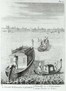Venetië naderen over water vanuit Padua, uit Enkele Observaties Gemaakt tijdens Reizen door Frankrijk, Italië enz. in de jaren 1720-22 door Edward Wright, gepubliceerd 1730 door English School