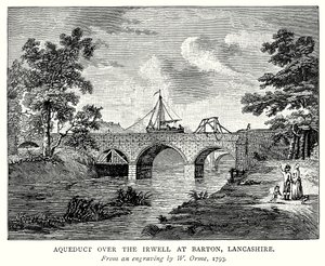 Aquaduct over de Irwell bij Barton, Lancashire (gravure) door English School