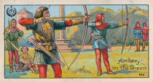 Boogschieten op de green (chromolitho)