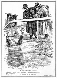 Aristide Briand en Lloyd George bespotten het verdrinkende Duitsland, december 1921 door English School