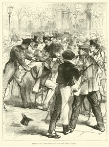 Arrestatie van een Pruisische spion op de Boulevards, september 1870 door English School