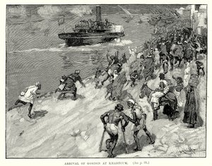 Aankomst van Gordon in Khartoem (gravure)