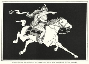 Zodra ze was opgestegen, met haar armen om hem heen, draaide de prins aan de pin door English School