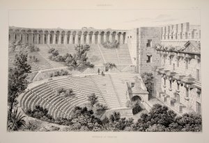 Aspendu - Interieur van theater, pub. 1863 lithografie door English School