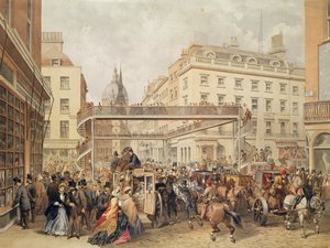 Onderaan Ludgate Hill, Londen, uitgegeven en gedrukt door Kell Brothers, ca. 1860 door English School