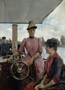 Aan het roer - Dames aan boord van de rivierboot Hassan door English School