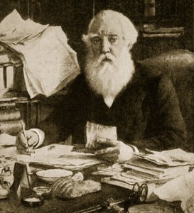 Austen Henry Layard zittend aan zijn bureau door English School