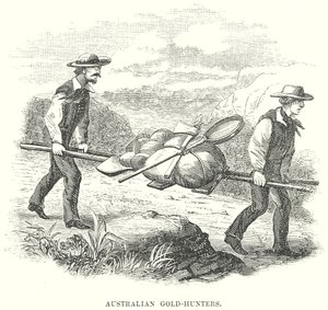 Australische goudjagers (gravure) door English School