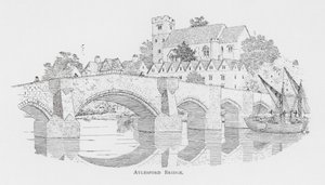 Aylesford Bridge (litho) door English School