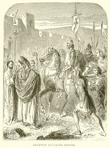 Baldwin op weg naar Edessa (gravure) door English School