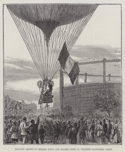 Ballonvaart van Messers Jovis en Mallet vanaf La Villette Gasfabriek, Parijs door English School