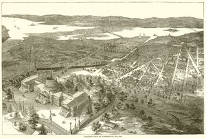 Ballonzicht op Washington, mei 1861 door English School