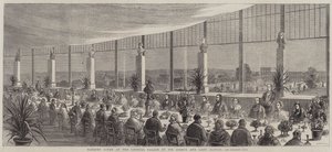 Banket gegeven in het Crystal Palace door Sir Joseph en Lady Paxton (gravure)
