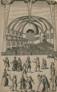 Baptistenbijeenkomst in kerk, en blindemannetje door English School
