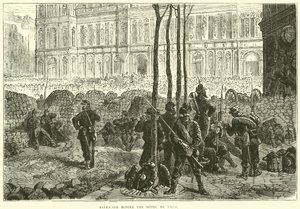 Barricade voor het stadhuis, maart 1871