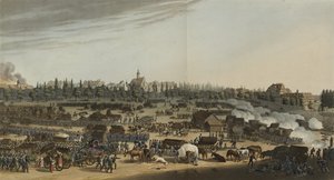 Slag bij Leipzig, 16-19 oktober 1813, uit Een geïllustreerd verslag van belangrijke gebeurtenissen in de annalen van Europa tijdens de jaren 1812, 1813, 1814 & 1815, 1815 (kleur aquatint)