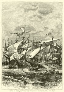 Slag bij Sluys, tussen de Engelse en Franse vloten, AD 1340 door English School