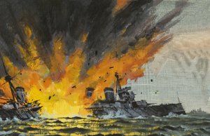 Slagschip dat wordt gezonken