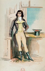 Beau Brummel in zijn jeugd (kleur litho) door English School