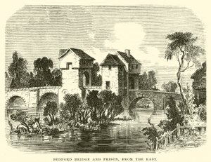 Bedford Bridge en Gevangenis; vanuit het oosten (gravure)