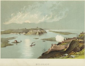 Belgrado bij de samenvloeiing van de Sava en Donau rivieren door English School