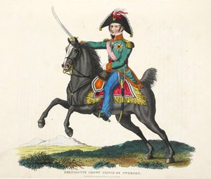 Bernadotte, Kroonprins van Zweden, illustratie uit An Historical Account of the Battle of Waterloo door William Mudford, 1816 door English School