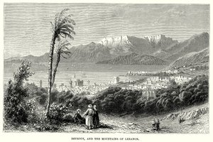 Beyrout en de bergen van Libanon (gravure)