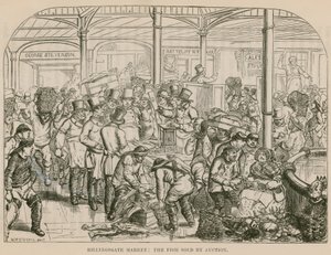 Billingsgate Markt, de Vis Verkocht bij Veiling door English School