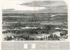 Vogelvlucht van het Crystal Palace en Omringend Gebied, Grote Tentoonstelling, 1851 door English School