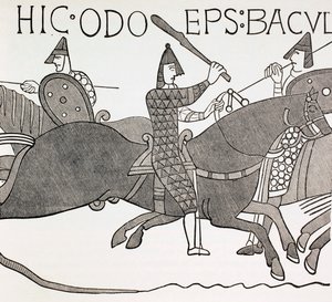 Bisschop Eudes met zijn staf tijdens de Slag bij Hastings, ca. 1880 door English School