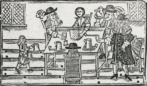 Bordspel en drinken in de taverne door English School