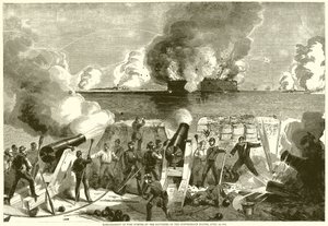 Bombardement van Fort Sumter door de Batterijen van de Geconfedereerde Staten, 13 april 1861 door English School