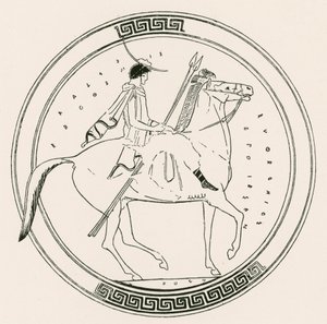 Jongen te paard (gravure) door English School