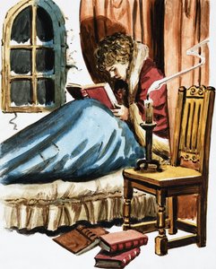 Jongen leest in bed