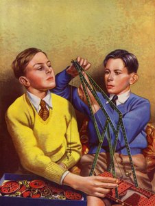 Jongens bouwen met een speelgoedconstructieset